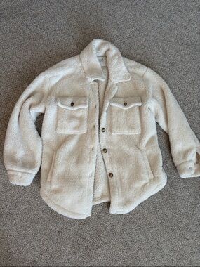 Natural Reflections Cream Sherpa Button-Up Jacket